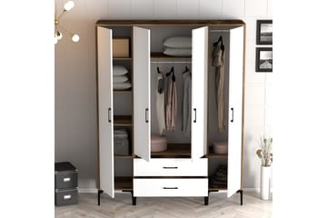Kumsal Garderob 160 cm - Vit/Brun - Förvaring - Sko- & klädförvaring - Garderober & garderobssystem