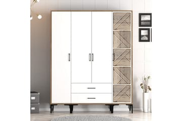 Kumsal Garderob 160 cm Vit/Brun