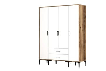 Kumsal Garderob 160 cm - Vit/Brun - Förvaring - Sko- & klädförvaring - Garderober & garderobssystem