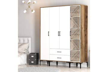 Kumsal Garderob 160 cm - Vit/Brun - Förvaring - Sko- & klädförvaring - Garderober & garderobssystem