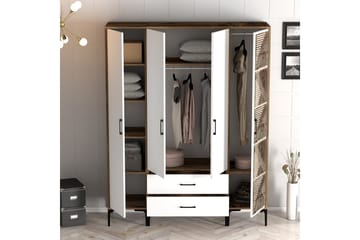 Kumsal Garderob 160 cm - Vit/Brun - Förvaring - Sko- & klädförvaring - Garderober & garderobssystem