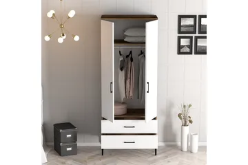 Kumsal Garderob 80 cm - Brun/Vit - Förvaring - Sko- & klädförvaring - Garderober & garderobssystem