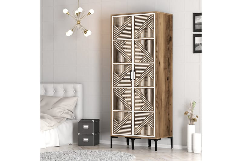 Kumsal Garderob 80 cm - Brun/Vit - Förvaring - Sko- & klädförvaring - Garderober & garderobssystem