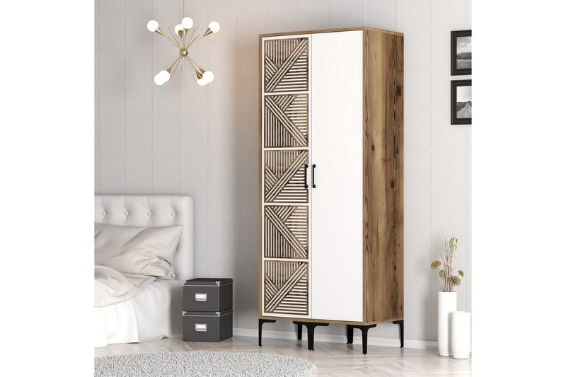 Kumsal Garderob 80 cm - Brun/Vit - Förvaring - Sko- & klädförvaring - Garderober & garderobssystem