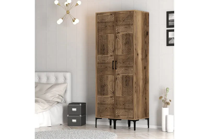 Kumsal Garderob 80 cm - Valnöt - Förvaring - Sko- & klädförvaring - Garderober & garderobssystem