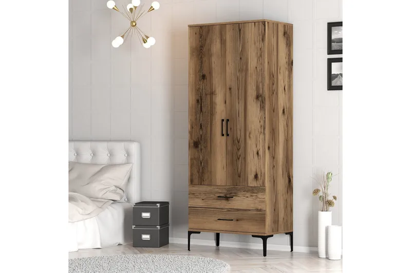 Kumsal Garderob 80 cm - Valnöt - Förvaring - Sko- & klädförvaring - Garderober & garderobssystem