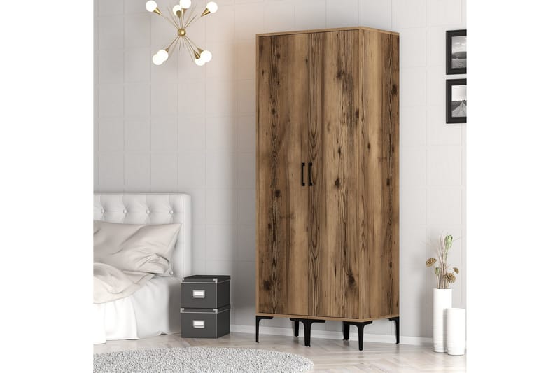 Kumsal Garderob 80 cm - Valnöt - Förvaring - Sko- & klädförvaring - Garderober & garderobssystem