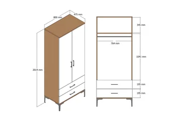 Kumsal Garderob 80 cm - Valnöt - Förvaring - Sko- & klädförvaring - Garderober & garderobssystem