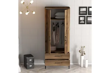 Kumsal Garderob 80 cm - Valnöt - Förvaring - Sko- & klädförvaring - Garderober & garderobssystem