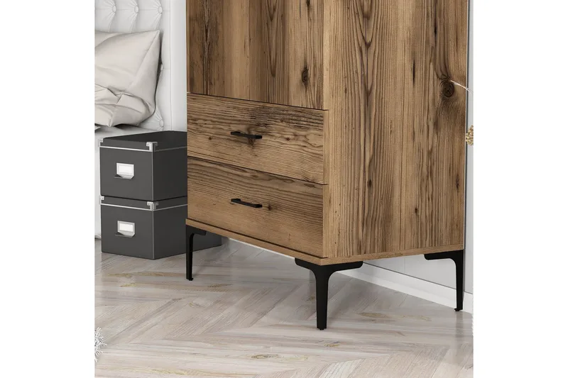 Kumsal Garderob 80 cm - Valnöt - Förvaring - Sko- & klädförvaring - Garderober & garderobssystem