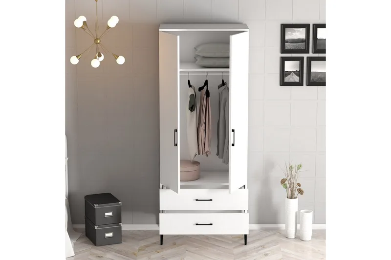 Kumsal Garderob 80 cm - Vit - Förvaring - Sko- & klädförvaring - Garderober & garderobssystem
