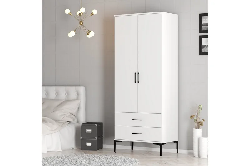 Kumsal Garderob 80 cm - Vit - Förvaring - Sko- & klädförvaring - Garderober & garderobssystem