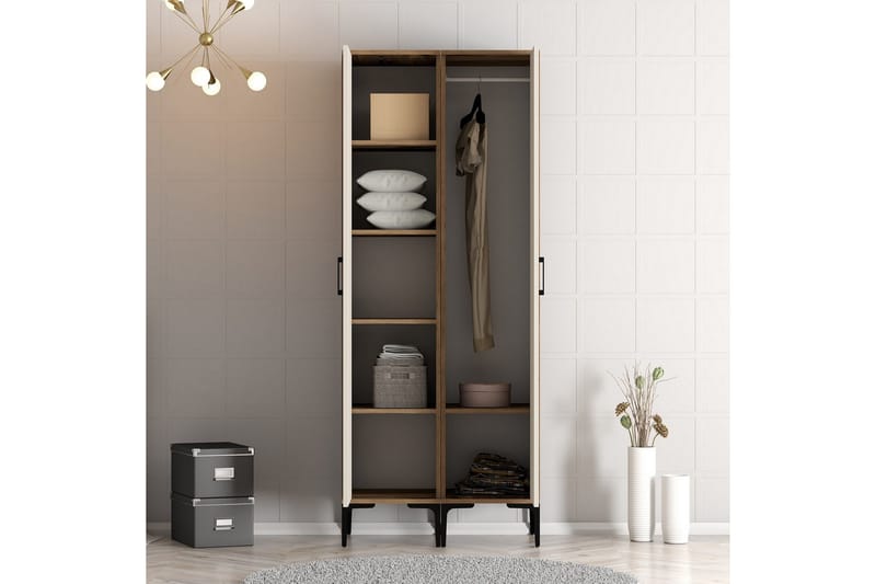 Kumsal Garderob med Spegel 80 cm i Trä - Nötbrun - Förvaring - Sko- & klädförvaring - Garderober & garderobssystem