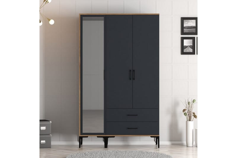 Kumsal Garderob med Spegel, Antracit