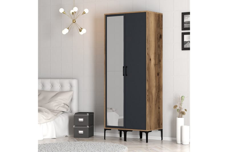 Kumsal Garderob med Spegel - Antracit - Förvaring - Sko- & klädförvaring - Garderober & garderobssystem