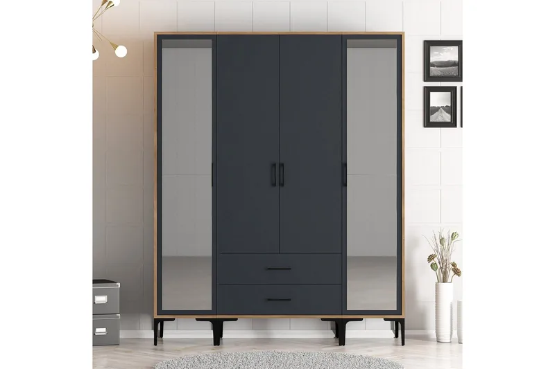 Kumsal Garderob med Spegel, Antracit