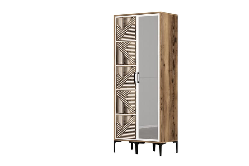 Kumsal Garderob med Spegel - Brun/Vit - Förvaring - Sko- & klädförvaring - Garderober & garderobssystem