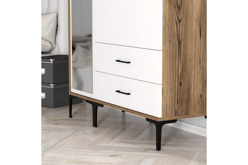 Kumsal Garderob med Spegel - Brun/Vit - Förvaring - Sko- & klädförvaring - Garderober & garderobssystem