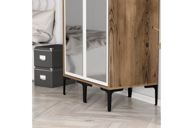 Kumsal Garderob med Spegel - Brun/Vit - Förvaring - Sko- & klädförvaring - Garderober & garderobssystem