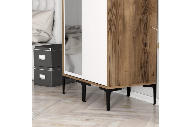 Kumsal Garderob med Spegel - Brun/Vit - Förvaring - Sko- & klädförvaring - Garderober & garderobssystem