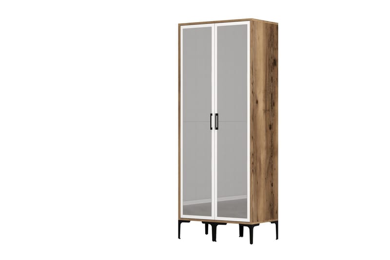 Kumsal Garderob med Spegel - Brun/Vit - Förvaring - Sko- & klädförvaring - Garderober & garderobssystem