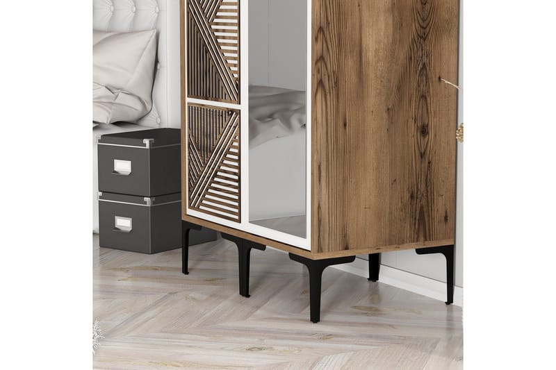 Kumsal Garderob med Spegel - Brun/Vit - Förvaring - Sko- & klädförvaring - Garderober & garderobssystem