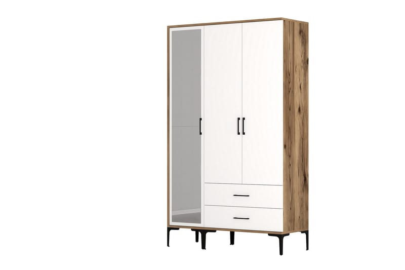 Kumsal Garderob med Spegel - Brun/Vit - Förvaring - Sko- & klädförvaring - Garderober & garderobssystem