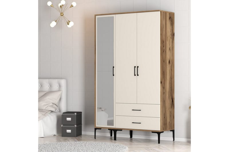 Kumsal Garderob med Spegel - Cream - Förvaring - Sko- & klädförvaring - Garderober & garderobssystem