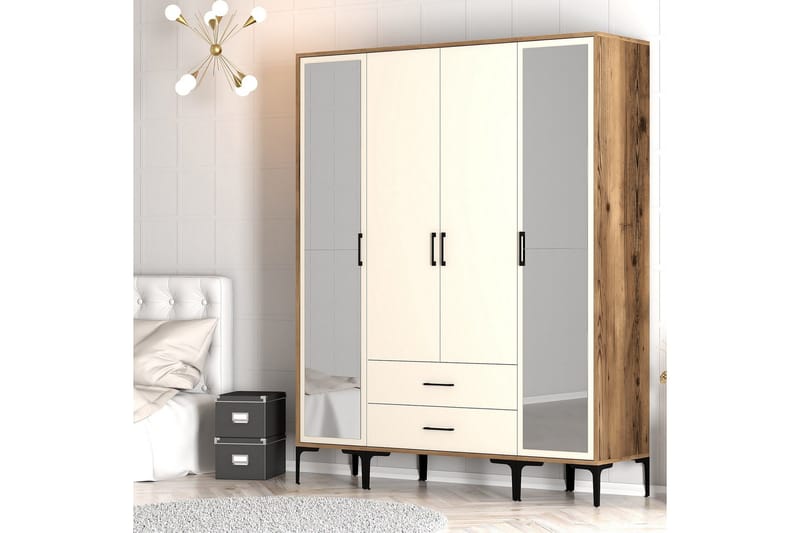 Kumsal Garderob med Spegel - Cream - Förvaring - Sko- & klädförvaring - Garderober & garderobssystem