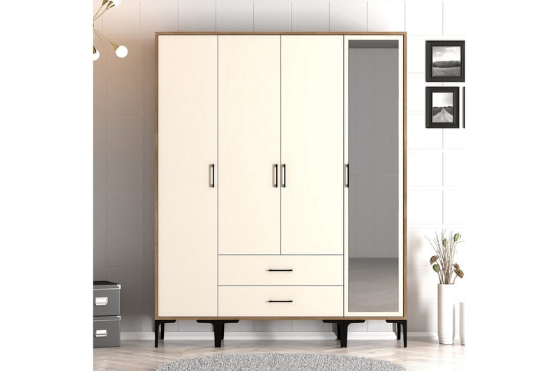 Kumsal Garderob med Spegel, Cream