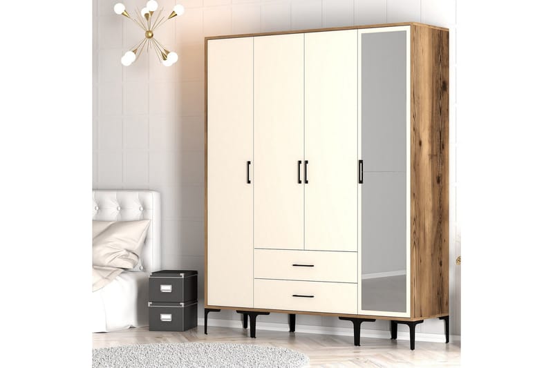 Kumsal Garderob med Spegel - Cream - Förvaring - Sko- & klädförvaring - Garderober & garderobssystem