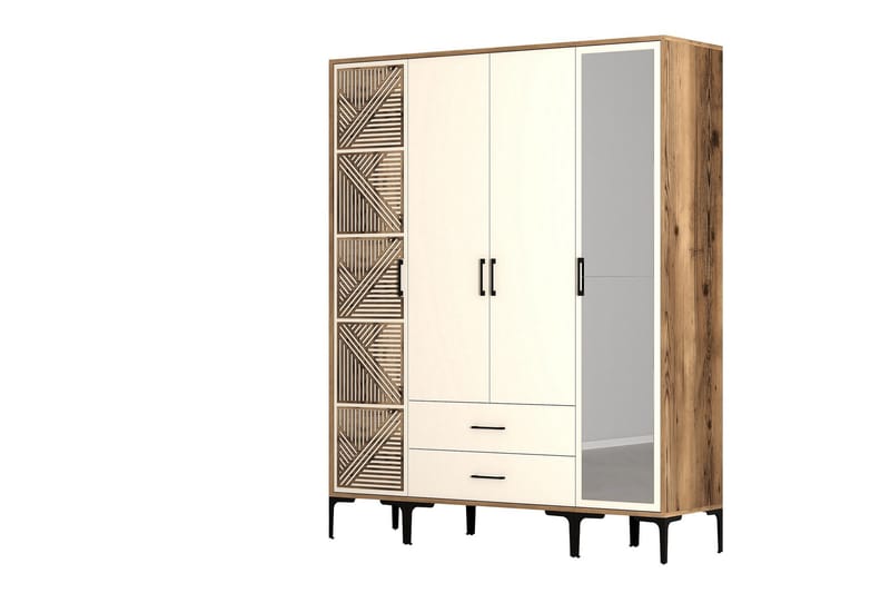 Kumsal Garderob med Spegel - Cream - Förvaring - Sko- & klädförvaring - Garderober & garderobssystem