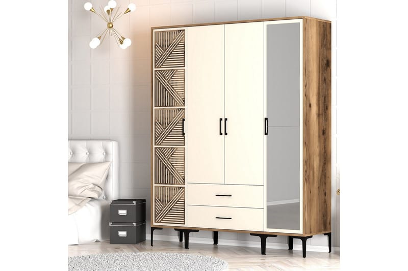 Kumsal Garderob med Spegel - Cream - Förvaring - Sko- & klädförvaring - Garderober & garderobssystem