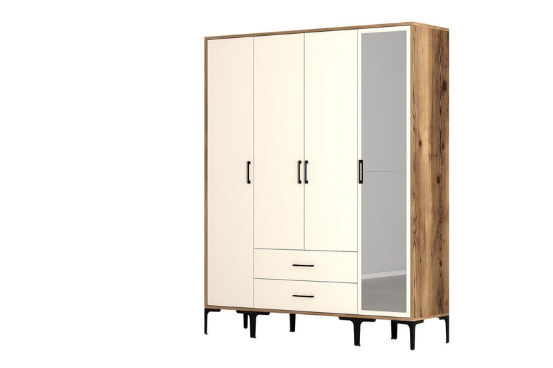 Kumsal Garderob med Spegel - Cream - Förvaring - Sko- & klädförvaring - Garderober & garderobssystem