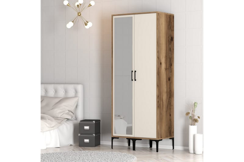 Kumsal Garderob med Spegel - Cream - Förvaring - Sko- & klädförvaring - Garderober & garderobssystem