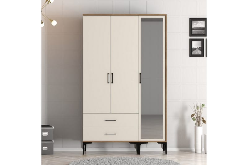 Kumsal Garderob med Spegel - Cream - Förvaring - Sko- & klädförvaring - Garderober & garderobssystem