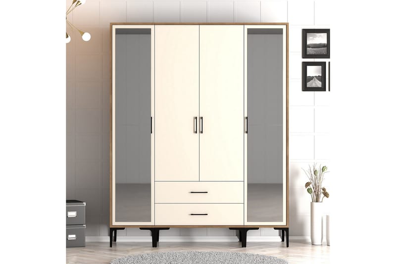 Kumsal Garderob med Spegel, Cream