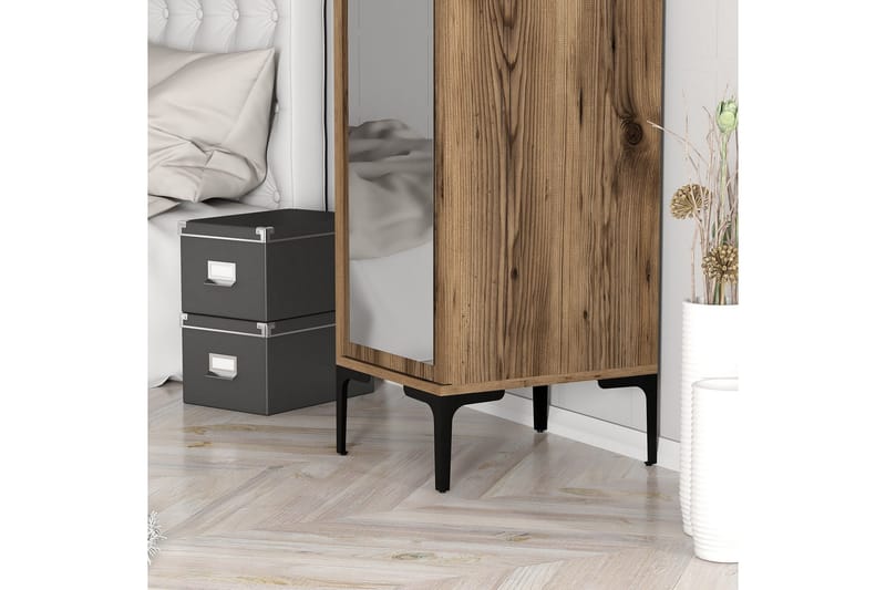 Kumsal Garderob med Spegel - Valnöt - Förvaring - Sko- & klädförvaring - Garderober & garderobssystem