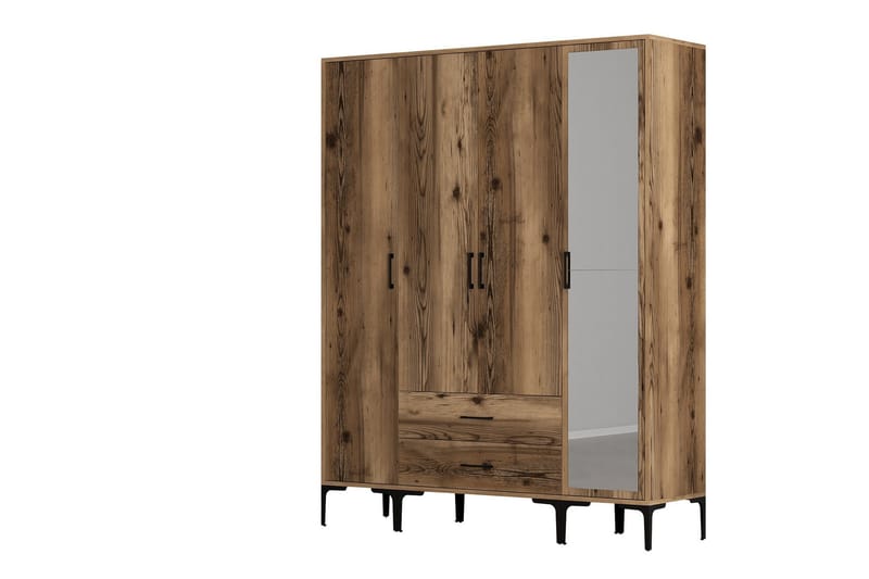 Kumsal Garderob med Spegel - Valnöt - Förvaring - Sko- & klädförvaring - Garderober & garderobssystem