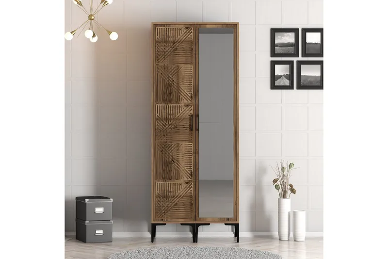 Kumsal Garderob med Spegel, Valnöt