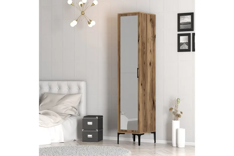 Kumsal Garderob med Spegel - Valnöt - Förvaring - Sko- & klädförvaring - Garderober & garderobssystem