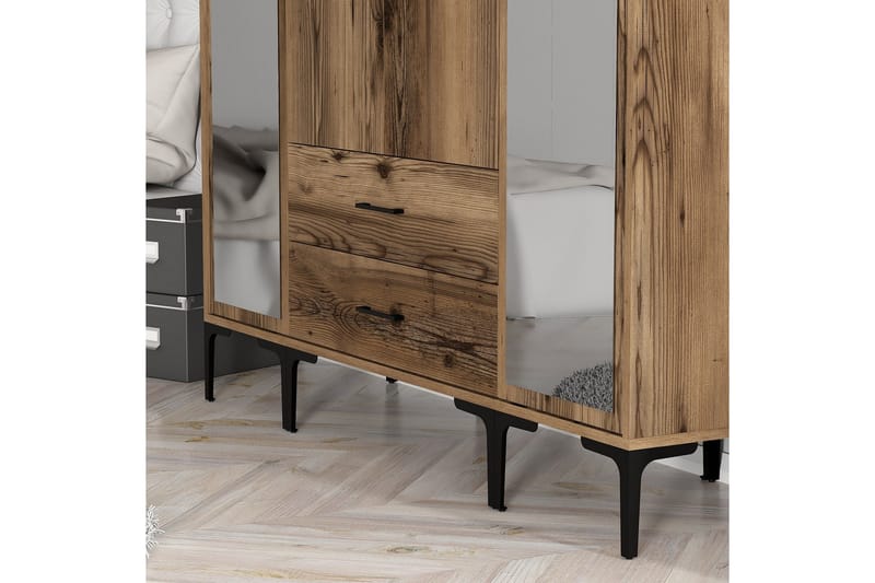 Kumsal Garderob med Spegel - Valnöt - Förvaring - Sko- & klädförvaring - Garderober & garderobssystem