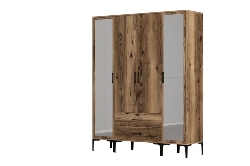 Kumsal Garderob med Spegel - Valnöt - Förvaring - Sko- & klädförvaring - Garderober & garderobssystem