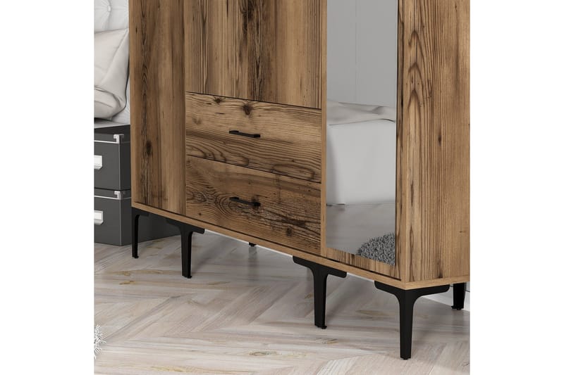 Kumsal Garderob med Spegel - Valnöt - Förvaring - Sko- & klädförvaring - Garderober & garderobssystem