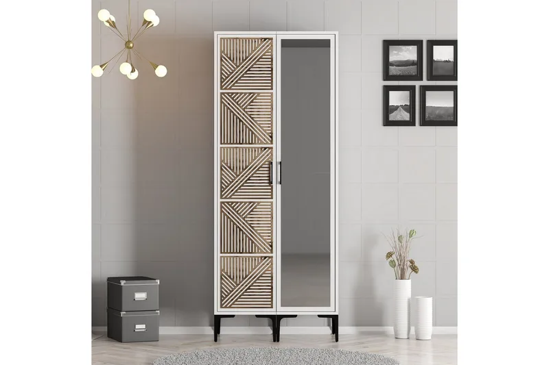 Kumsal Garderob med Spegel - Vit - Förvaring - Sko- & klädförvaring - Garderober & garderobssystem