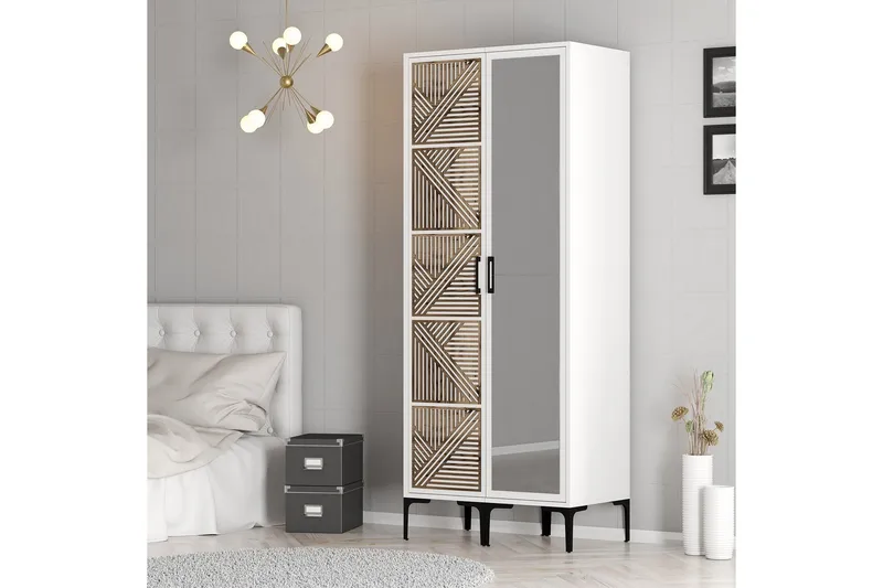 Kumsal Garderob med Spegel - Vit - Förvaring - Sko- & klädförvaring - Garderober & garderobssystem