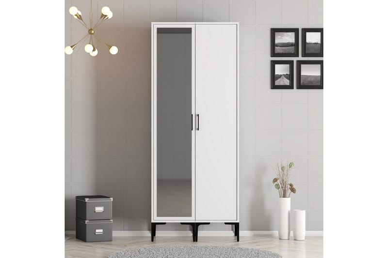 Kumsal Garderob med Spegel - Vit - Förvaring - Sko- & klädförvaring - Garderober & garderobssystem