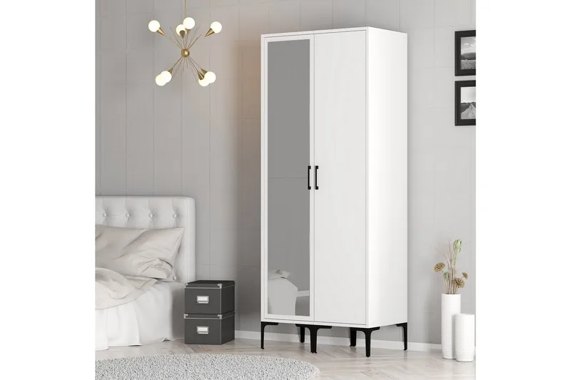 Kumsal Garderob med Spegel, Vit