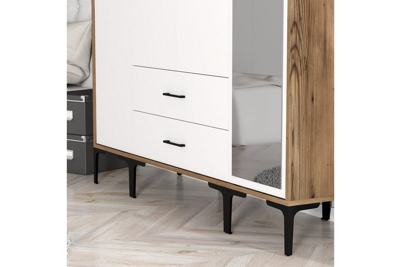 Kumsal Garderob med Spegel - Vit/Brun - Förvaring - Sko- & klädförvaring - Garderober & garderobssystem