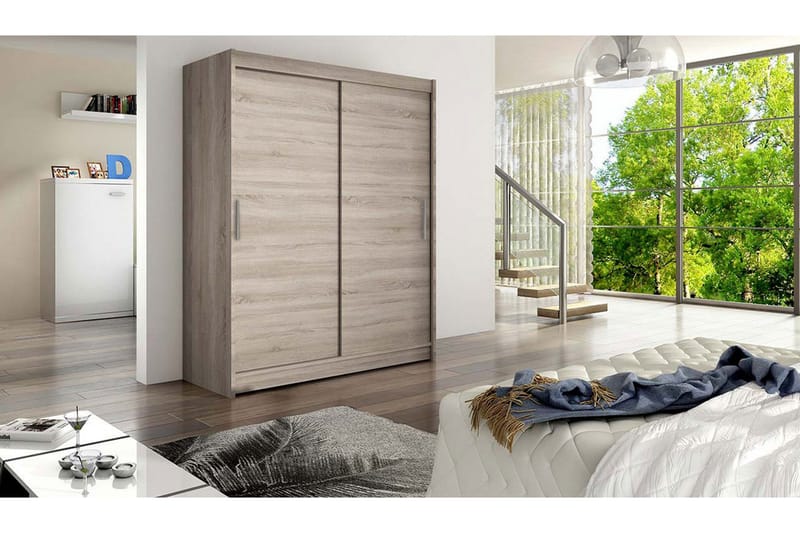 Leila Garderob 150 cm Skjutdörrar - Beige/Trä/Natur - Förvaring - Sko- & klädförvaring - Garderober & garderobssystem